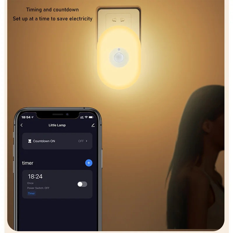 家庭用スマートナイトライト,wifi,人体検知,リモコン,アプリ,pirモーションセンサー,音声タイマー,創造的なLEDライト
