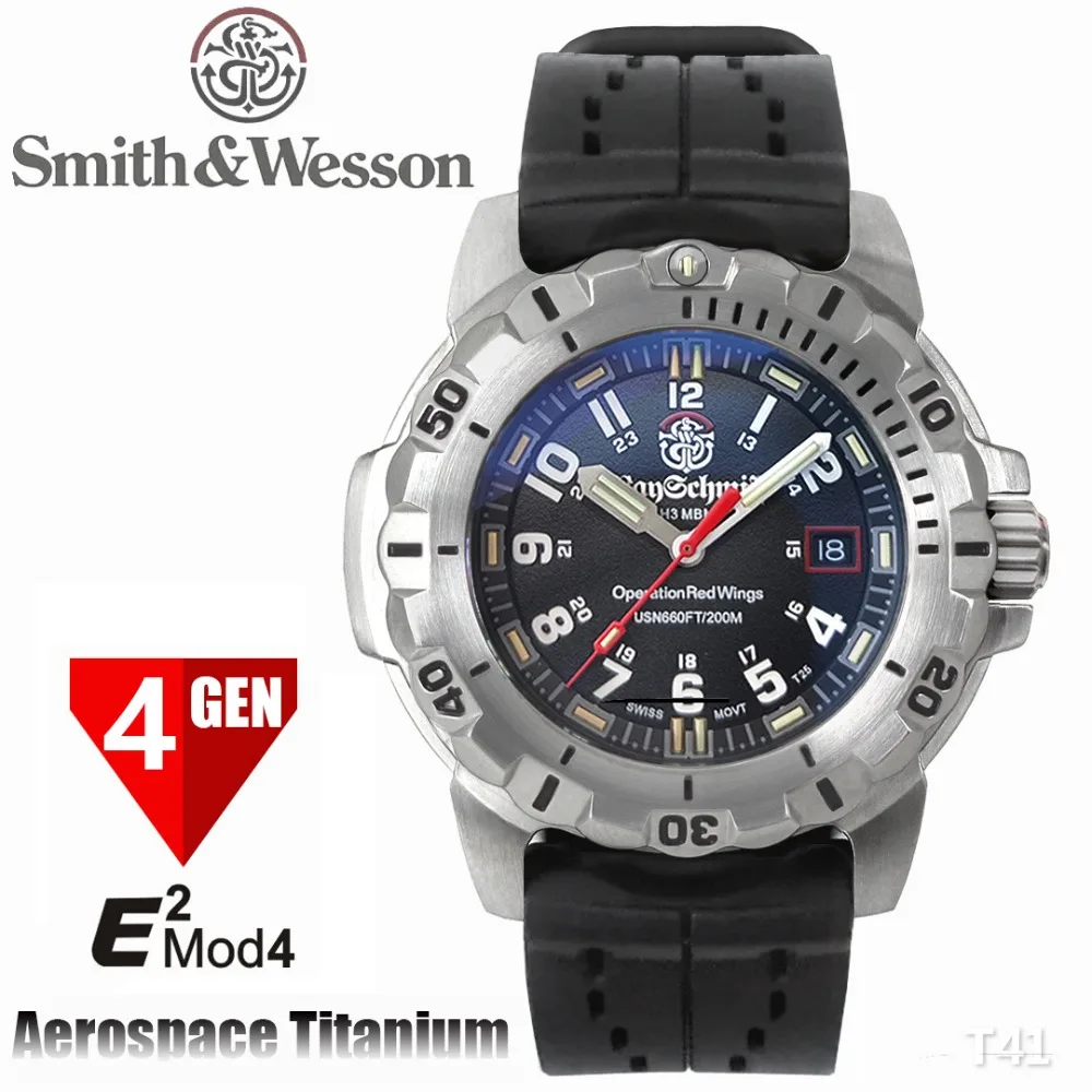 Smith Wesson Men\'s Watch H3 Air Luminous Titanium Alloy Diving Army Style Watch Quartz Watch 200M Waterproof Military Action