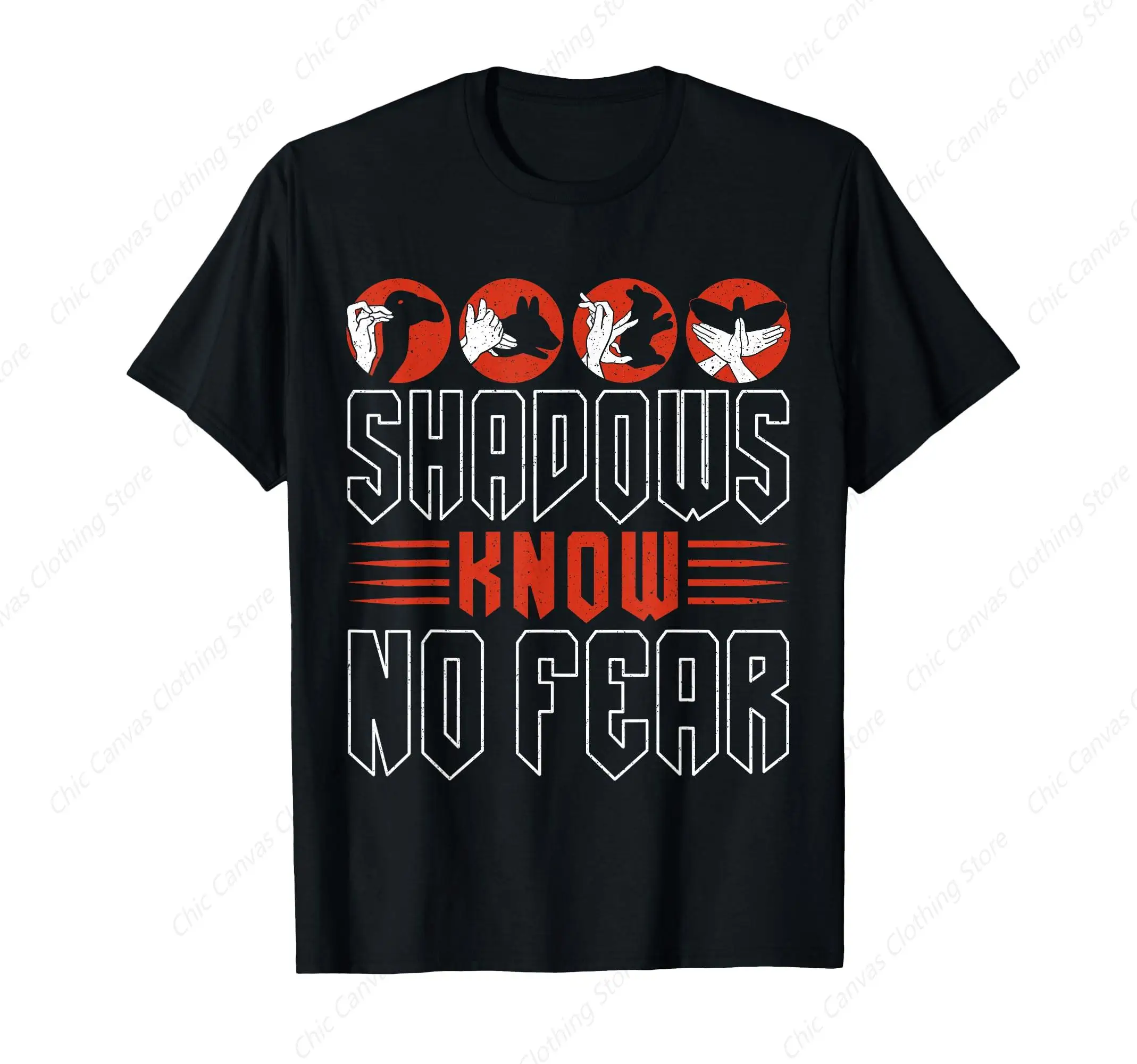 

Hand Shadow Puppet Shadow Play Pattern T-shirt Cool Fashion Personalized Men's Shirt Pure Cotton Black Short Sleeve