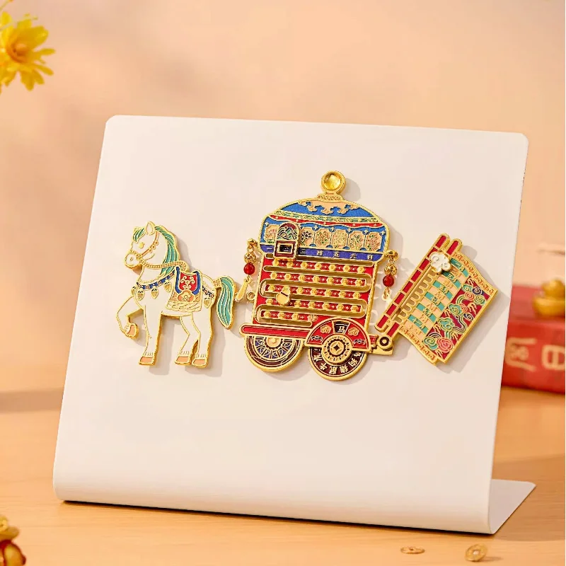 

The Palace Museum Horse Carriage Perpetual Calendar Fridge Magnet Creative Zodiac Horse Year Refrigerator Decor New Year Gift