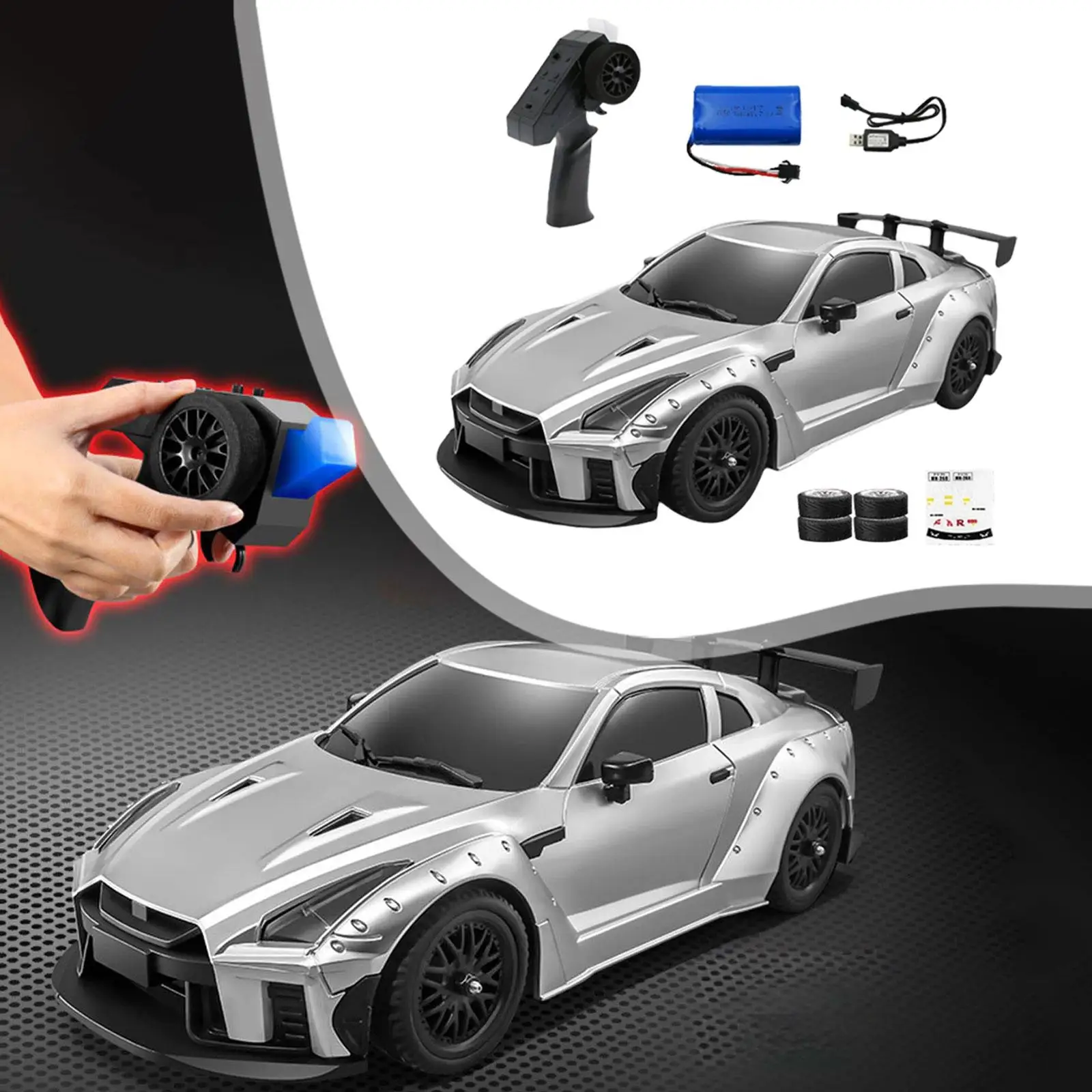 

1:16 RC Drift Car with Light with 4 Replacement Tires Present Sport Toy Car 20 km/H High Speed Model Vehicle Remote Control Toy