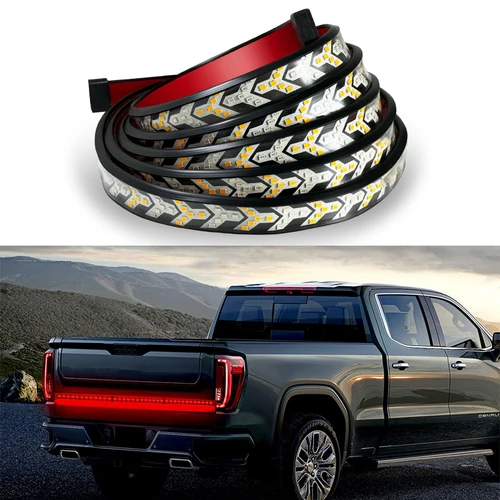 Barra de luz para puerta trasera de 12V y 24V, señal de giro de 59 pulgadas, luz trasera dinámica de Triple fila, Flash inverso de freno rojo para camioneta y remolque