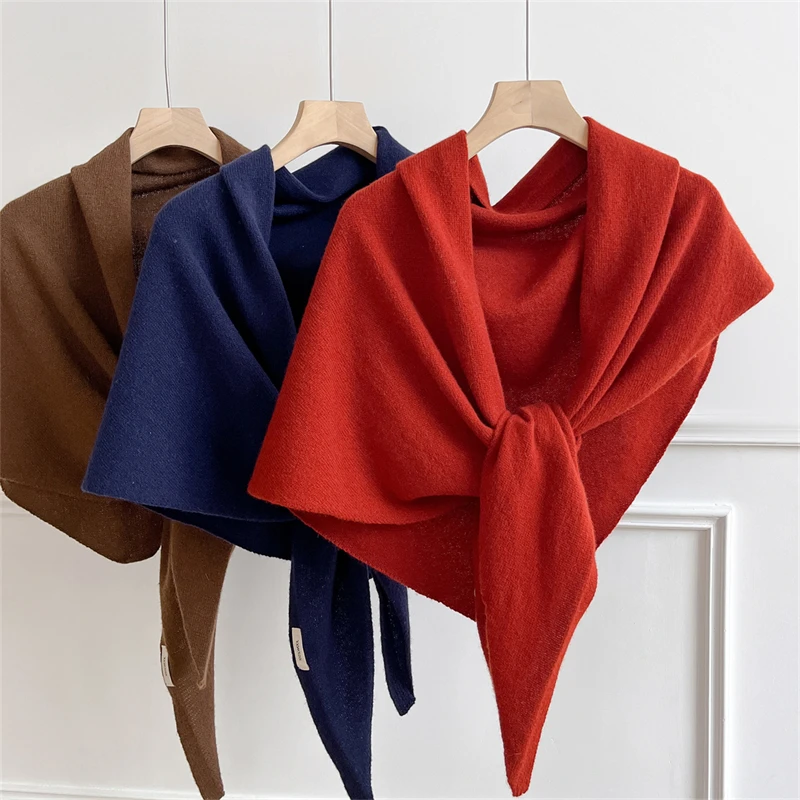 جديد وشاح محبوك المرأة 100% الصوف الشتاء الأوشحة الدافئة مشرق بلون تصميم سميكة شال لينة مثلث الباشمينا الرقبة 2025 #2