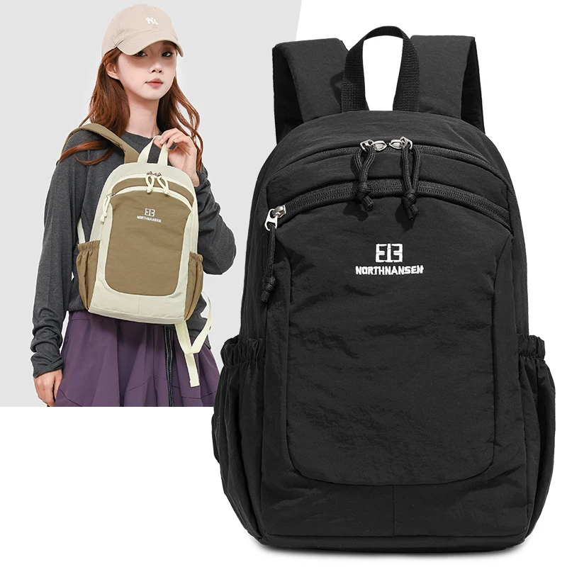 Women Small Backpack Waterproof Nylon Lightweight Multi Pocket Drawstring Side Pocket Zipper Adjustable Straps For Hiking Travel