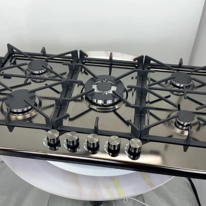 

New design five burner gas cooker stove/gas hob/gas cooktop with heavy iron pan support for home use