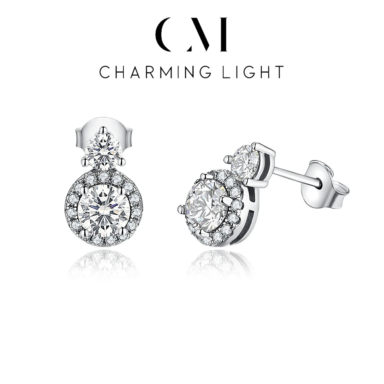 

Charming Elegant VVS1 D Color Moissanite Earrings Round Cut 925 Sterling Silver for Women Test Passed Diamond Fine Party Jewelry