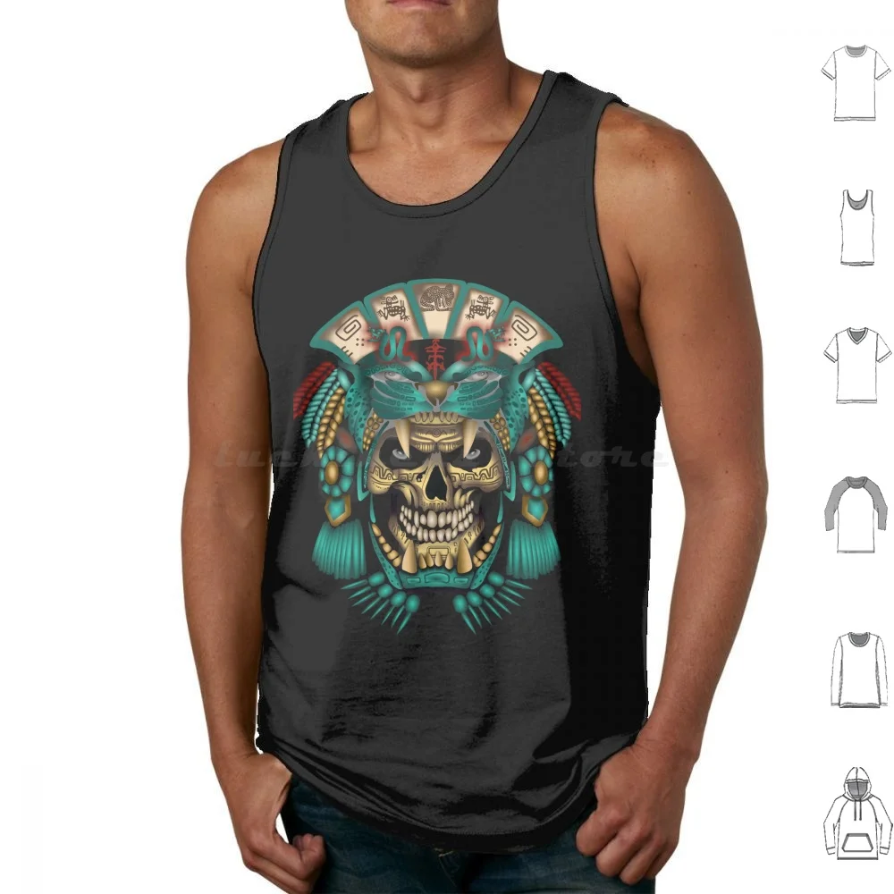 Mascara Tank Tops Print Cotton Mayas Mayan Aztec Mexico Caifanes Skull Calavera Chingon Chingona Toxico Cultura