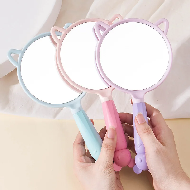 Cartoon Cute Handle Mirror Desktop Makeup Mirror Portable Kawaii Rabbit Make Up Mirror Dormitory  Student Dressing Mirrors