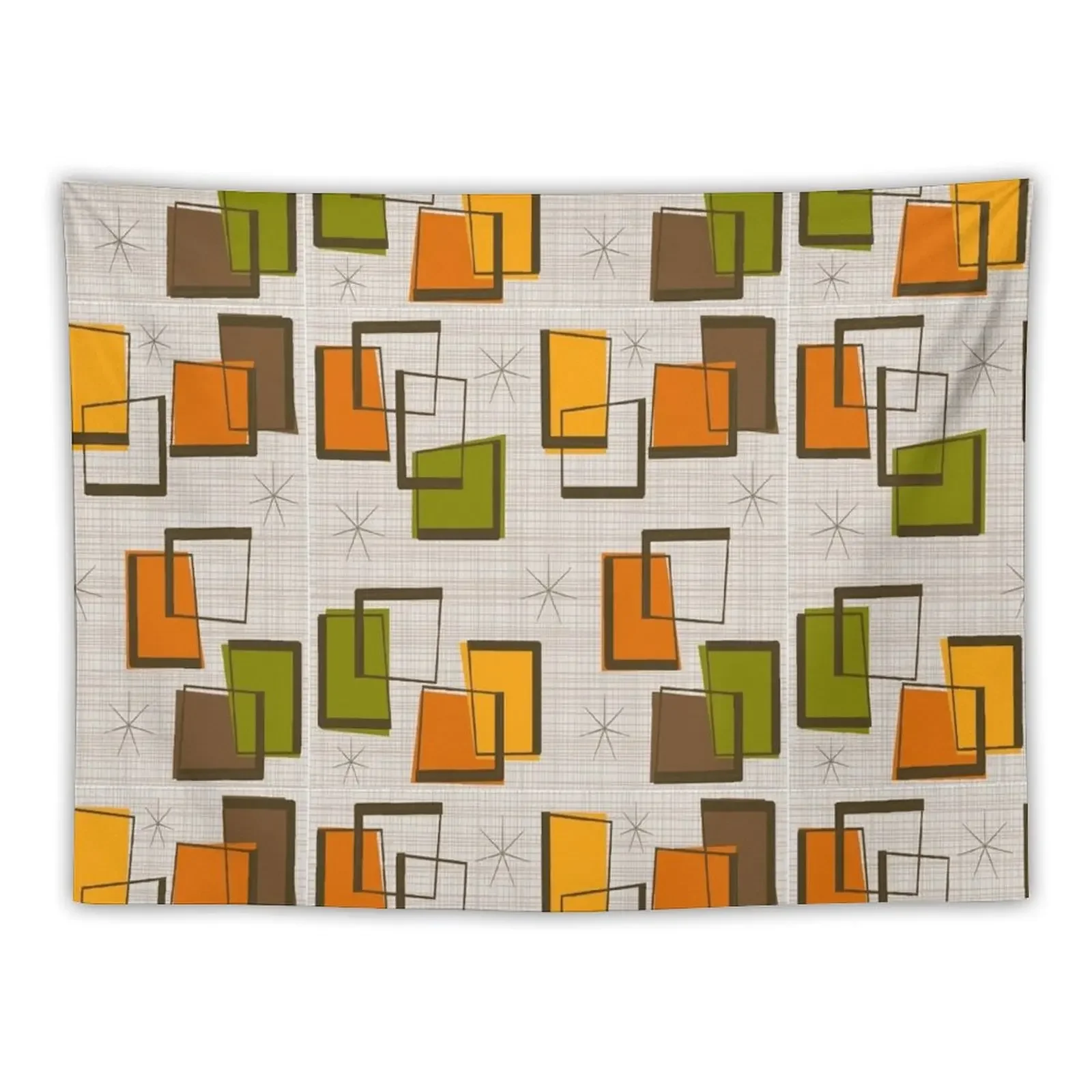

Rectangles and Stars Mid-Century Tapestry Room Decorator Home Decorations Aesthetic Decoration For Home Tapestry