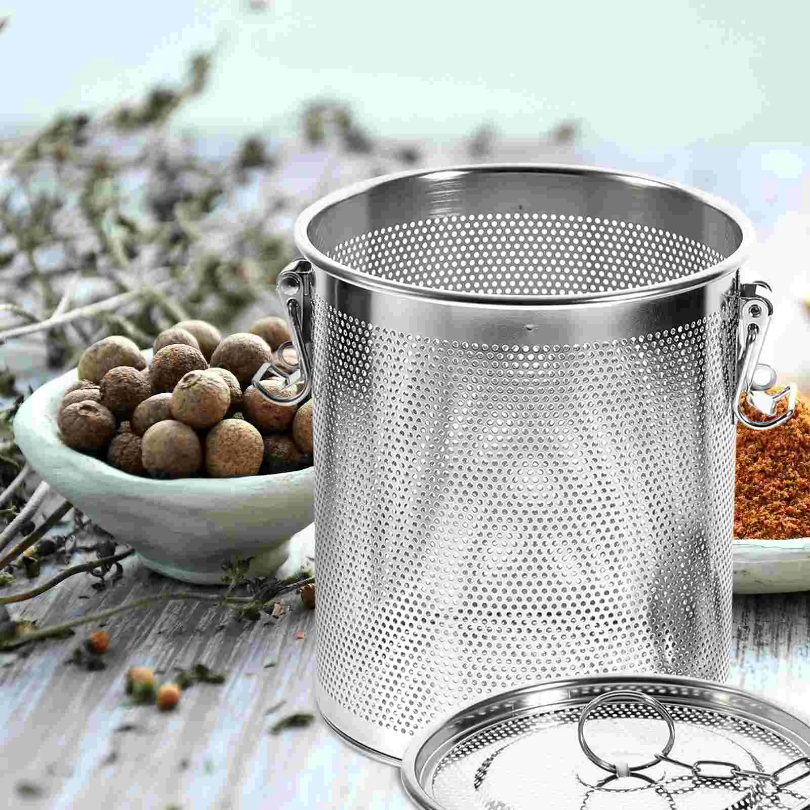 

1pc Stainless Steel Seasoning Soup Brine Basket Seasoning Bag Gravy Soup Taste Spice Bag Box (14x15 Silver)