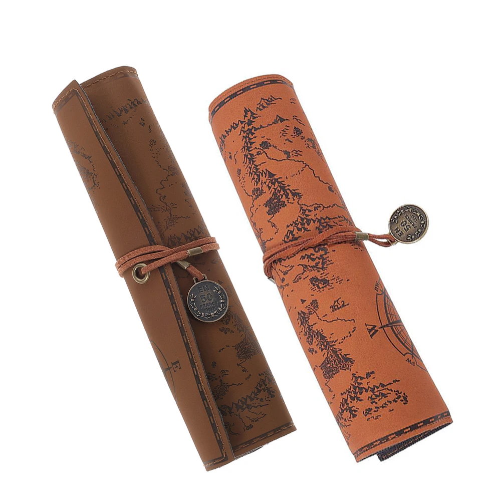 

Canvas Pen Roll Organizer 2Pcs Vintage Style Pencil Wrap Case Large Roll Up Pouch for School Office Supplies