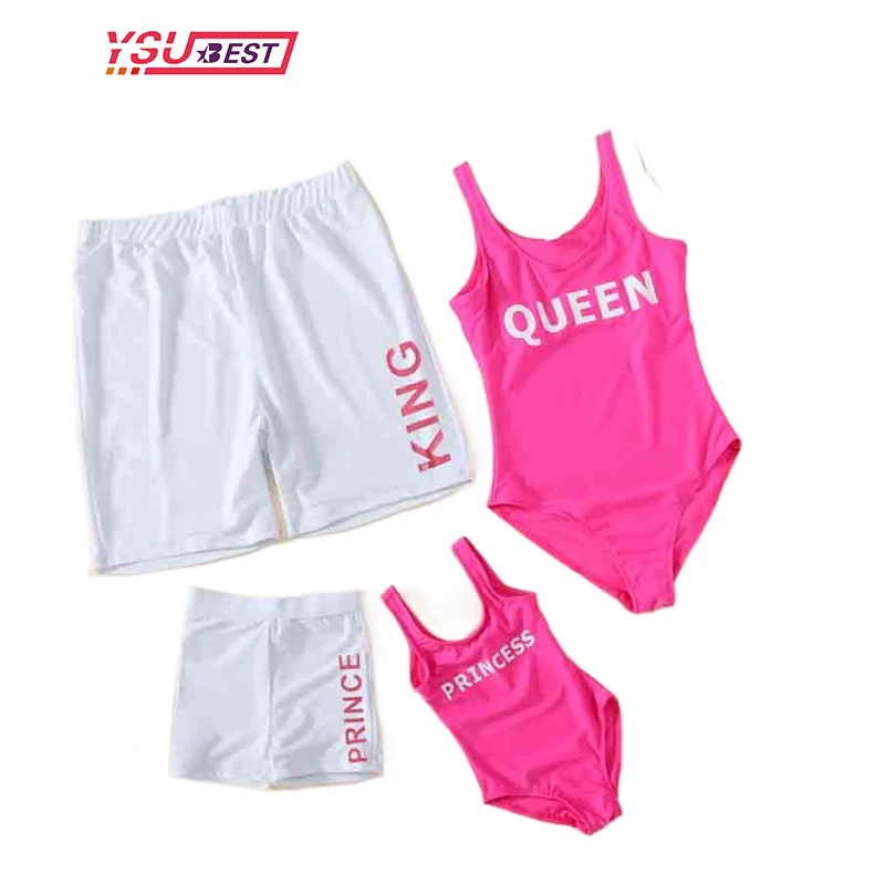 

Summer New Swimsuit Family Matching Outfits One-Piece Mother Daughter Beach Swimwear Mommy and Me Clothes Father Son Swim Shorts