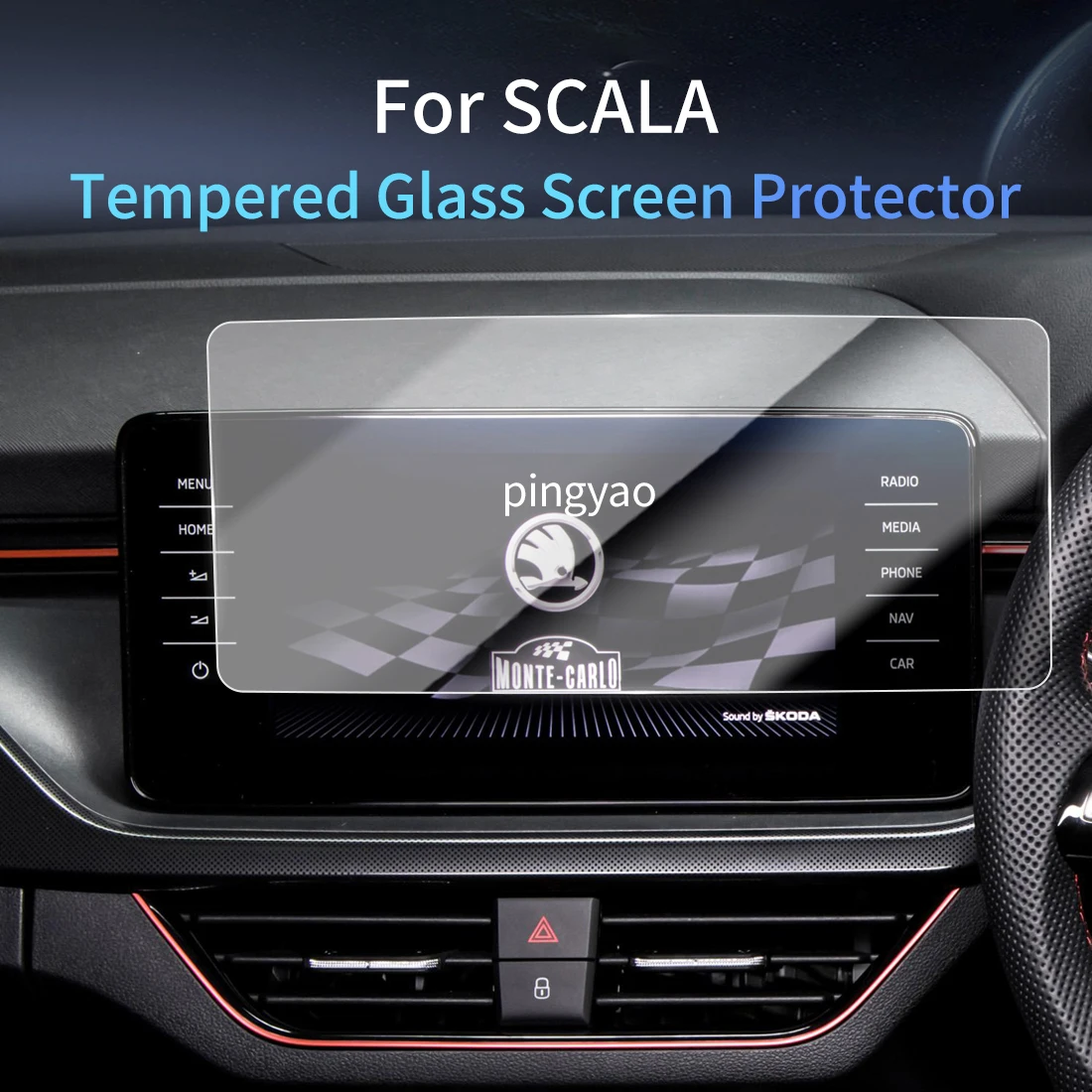 

Автомобильная наклейка, защитная пленка для экрана, навигационный дисплей, закаленное стекло, защитная пленка для автомобиля 25 skoda SCALA