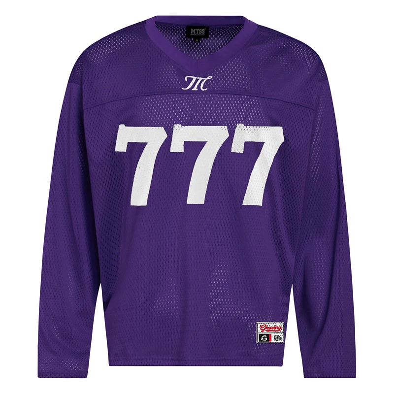 

Men's Mesh Football Jersey Long Sleeve Loose Fit Sport Style 2025 Streetwear Top V-Neck Hip Hop Pullover T-Shirt Outfit Clothing