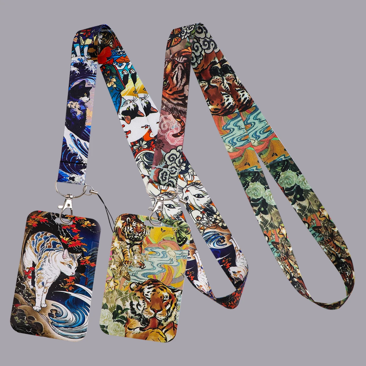 Japanese Tiger Cat Art Charm Lanyard for Key Neck Strap Lanyard Card ID Badge Holder Key Chain Key Holder Keyring Accessories