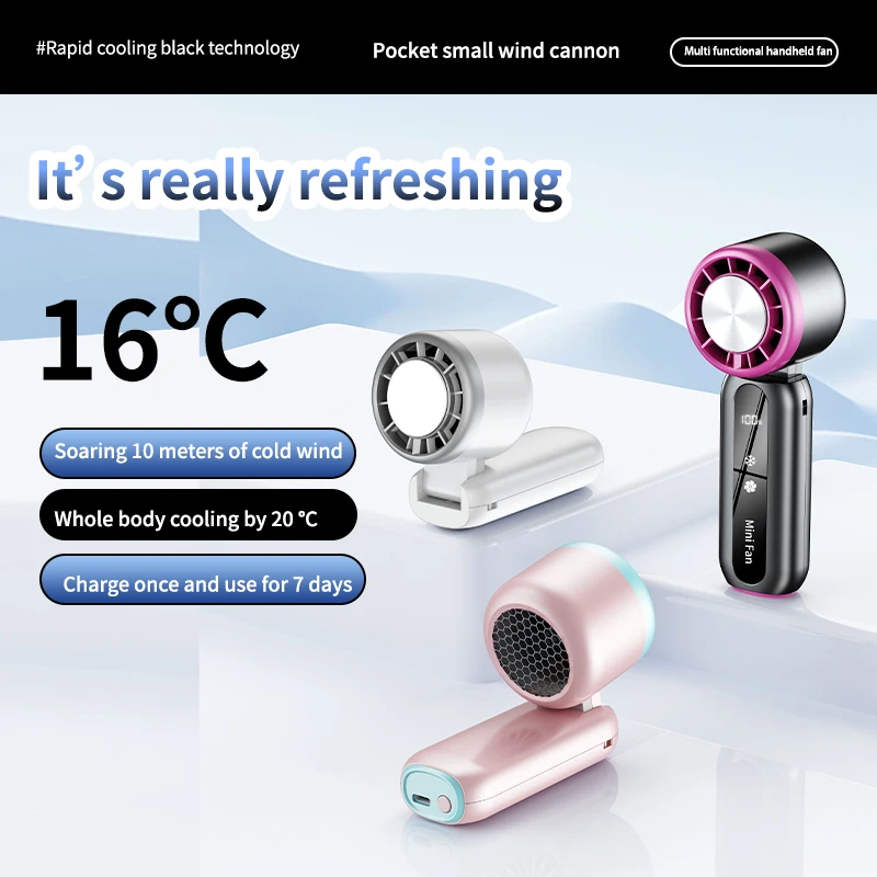2025 New Model Touch Button Handheld Fan With Semiconductor Cooling And Brushless Motor, Small Fan With 100 Wind Speed Levels