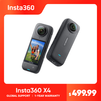 Insta360 X4 - 8K Waterproof 360 Action Camera, 4K Wide-Angle Video, Invisible Selfie Stick, Removable Lens Guards, 135 Min Last