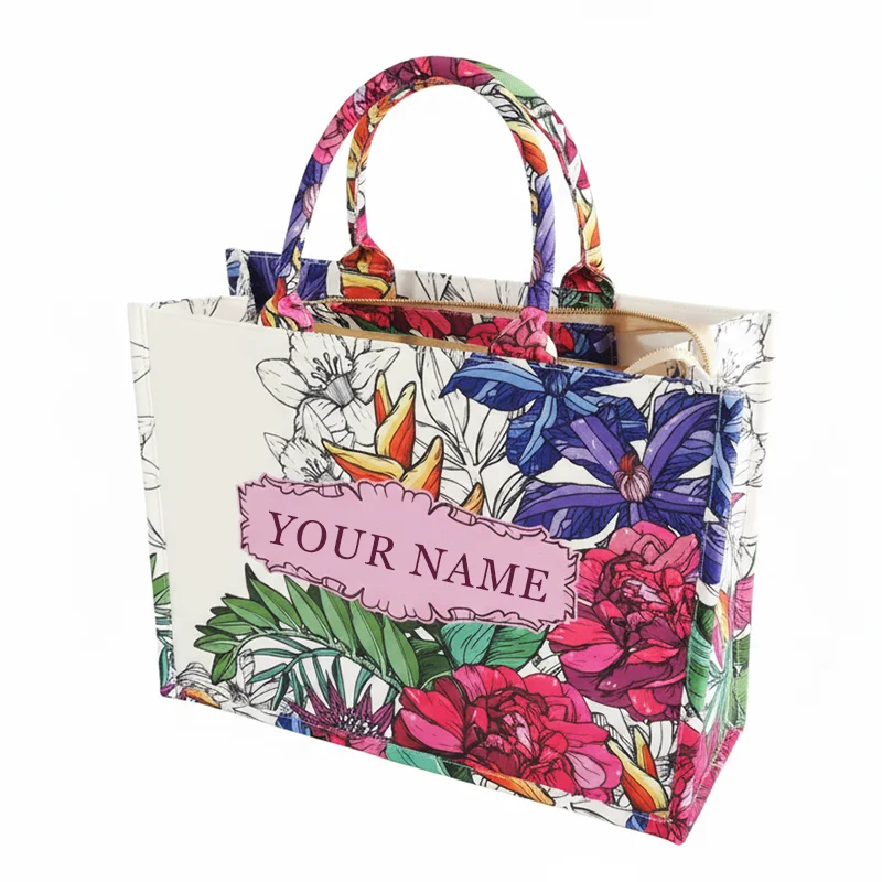 2026 New Personalized Custom Women's Tote Bag, Canvas Printed Handbag, Large Capacity Beach Bag image 6