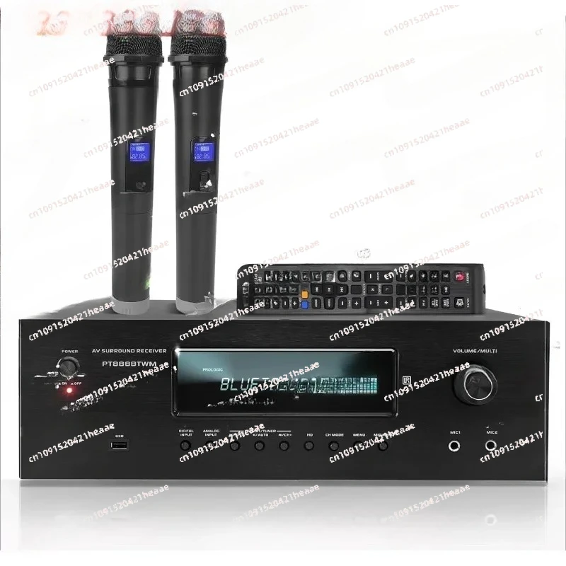 Suitable for 5.2-Ch Stereo Amplifier ,Wireless Microphone Video Pass，1000W Bluetooth Home Theater Karaoke Receiver，