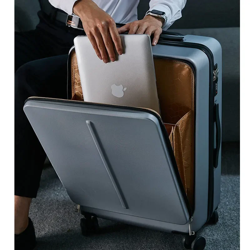 Imagem -03 - Abertura Frontal Laptop Bolsa Mala Bagagem de Rolamento com Bolsa Trolley Case Senha Business Suitcase Sets Pcs