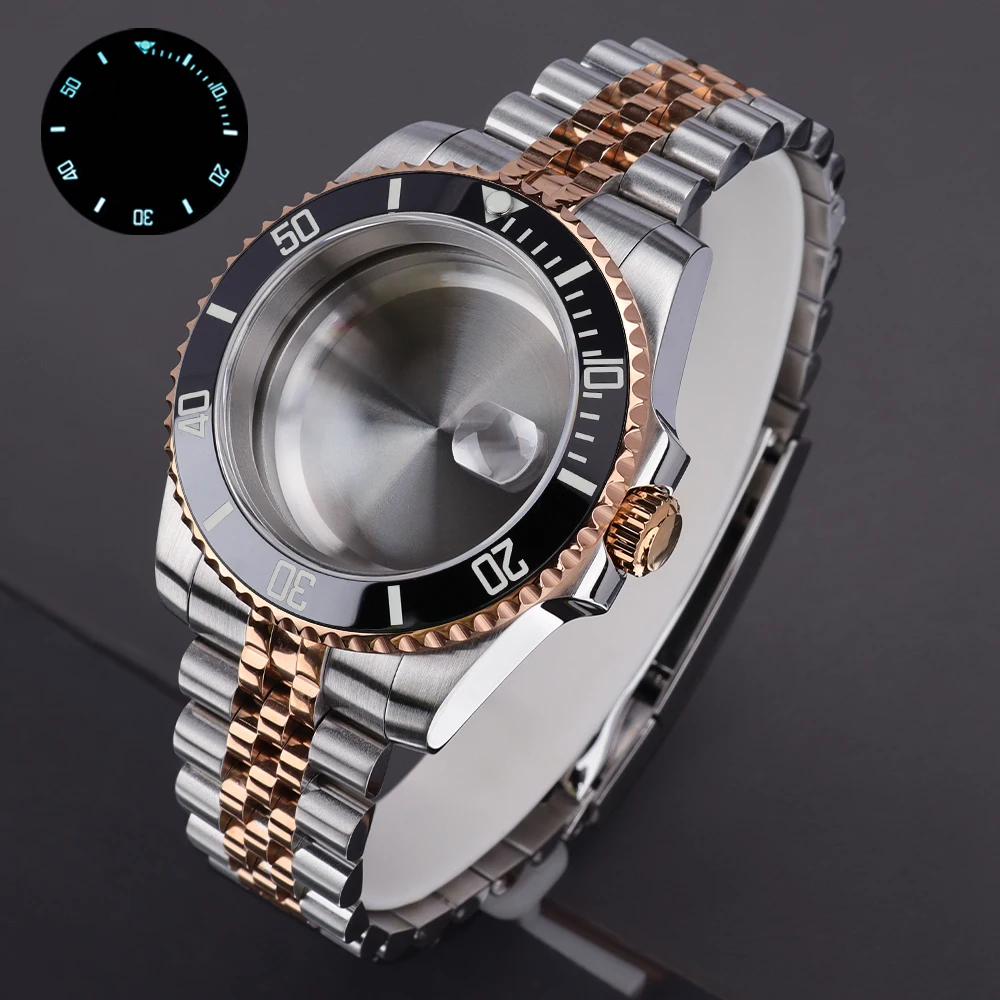 40mm Watch Case strap Sapphire Glass For SUB NH34 NH35 NH36 Miyota 8215 ETA 2824 Mechanical Automatic Watch Assemble Accessories