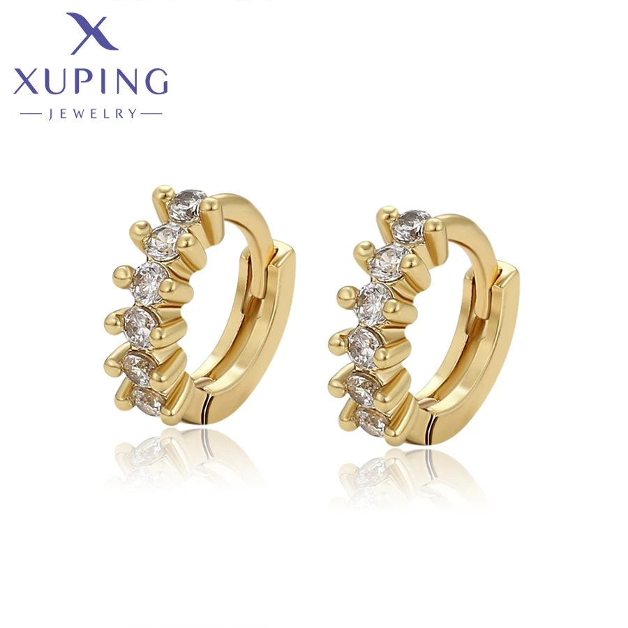 Xuping Jewelry Hot Sales Trend Popular Light Gold Color Hoops Earrings for Women Schoolgirl Holiday Christmas Gifts X001020076