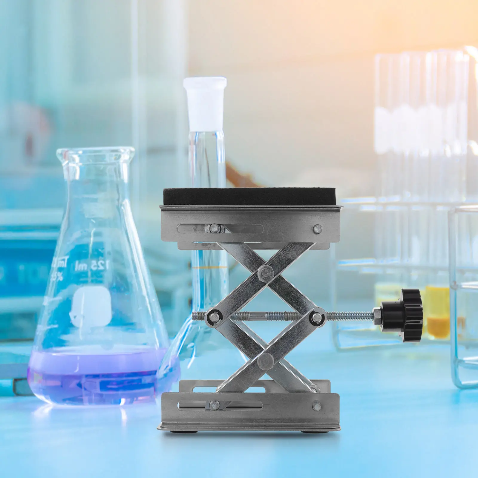 Mini Hydraulic Scissor Lift Table for Lab – Adjustable Metal Platform Jack Stand