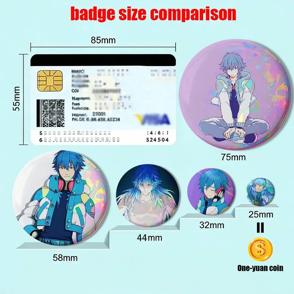 DMMd game Aoba Seragaki Dramatical Murder Laser reflective round badges pins bag clothing decorations collectibles gifts