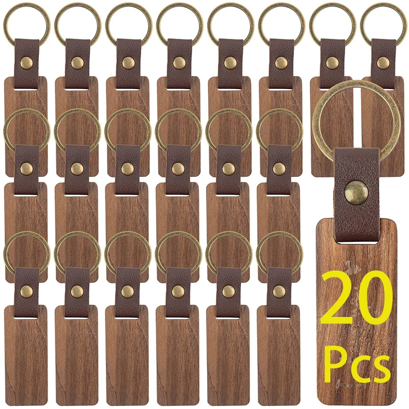 

20Pcs Wooden Keychain Wood Key Chain Key Ring Key Tags for Family Lover Friends Anniversary Birthday Gift