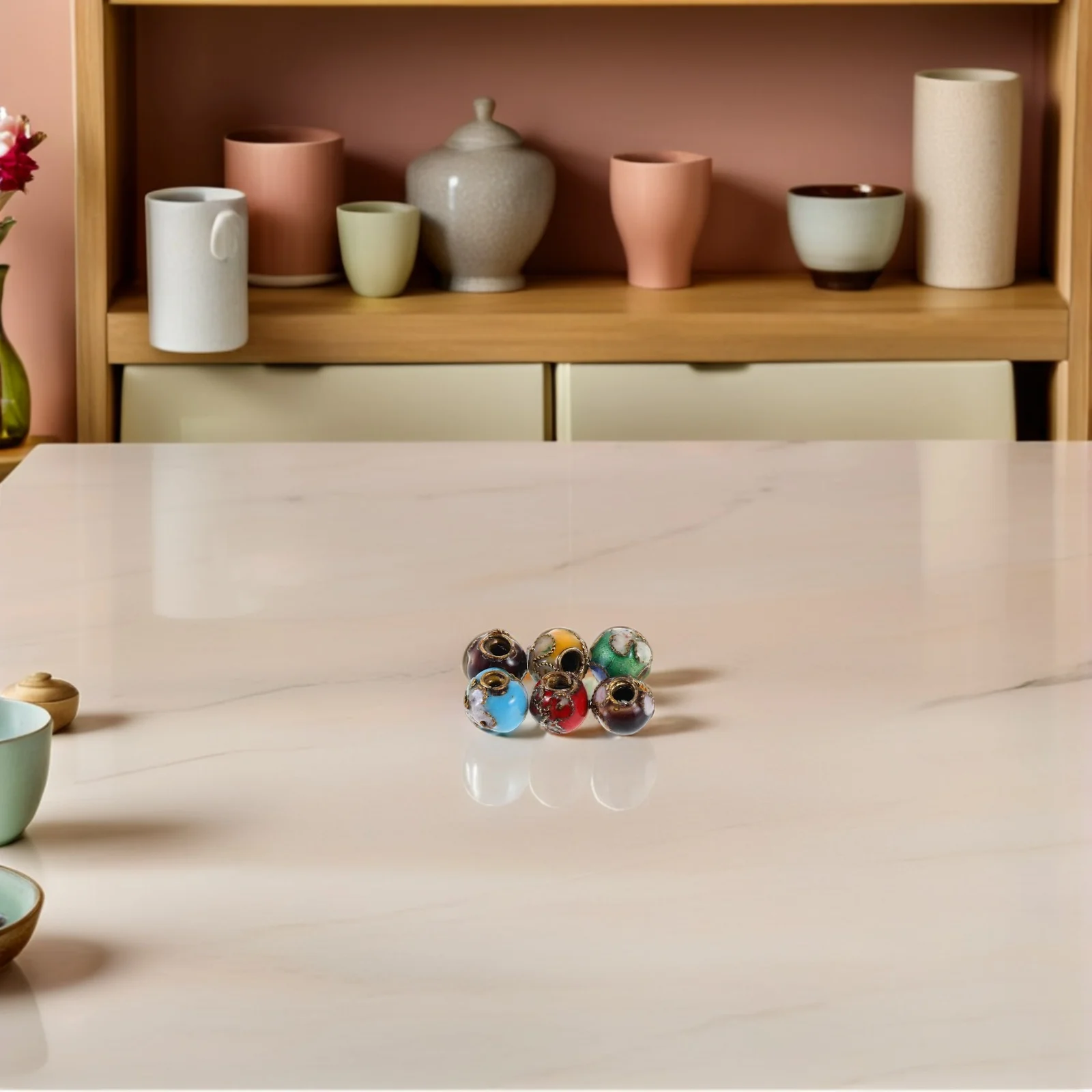 

15pcs Enamel Beads: 4Mm Round Multicolor Alloy Spacer Beads For Jewelry Making Diy Bracelet Craft Bulk Loose Bead Set Vintage