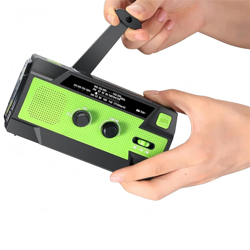 Emergency Weather Radio,Solar Charging, 3 LED Flashlights, LED Induction Reading Lamp, SOS Alarm, Rechargeable For Us-Y47A