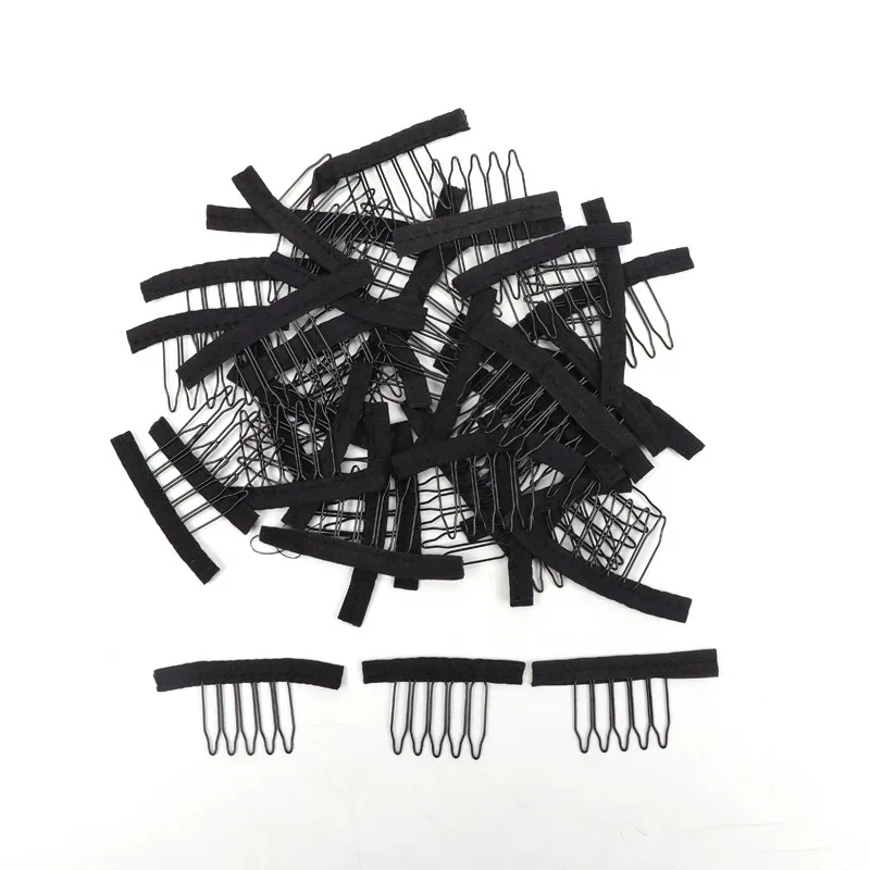 Nunify Wig Comb Clips 4 /6/8Teeth Hair Extension Clips Stainless Steel Wig Clips Combs Snap Clips With Rubber For Hair Extension