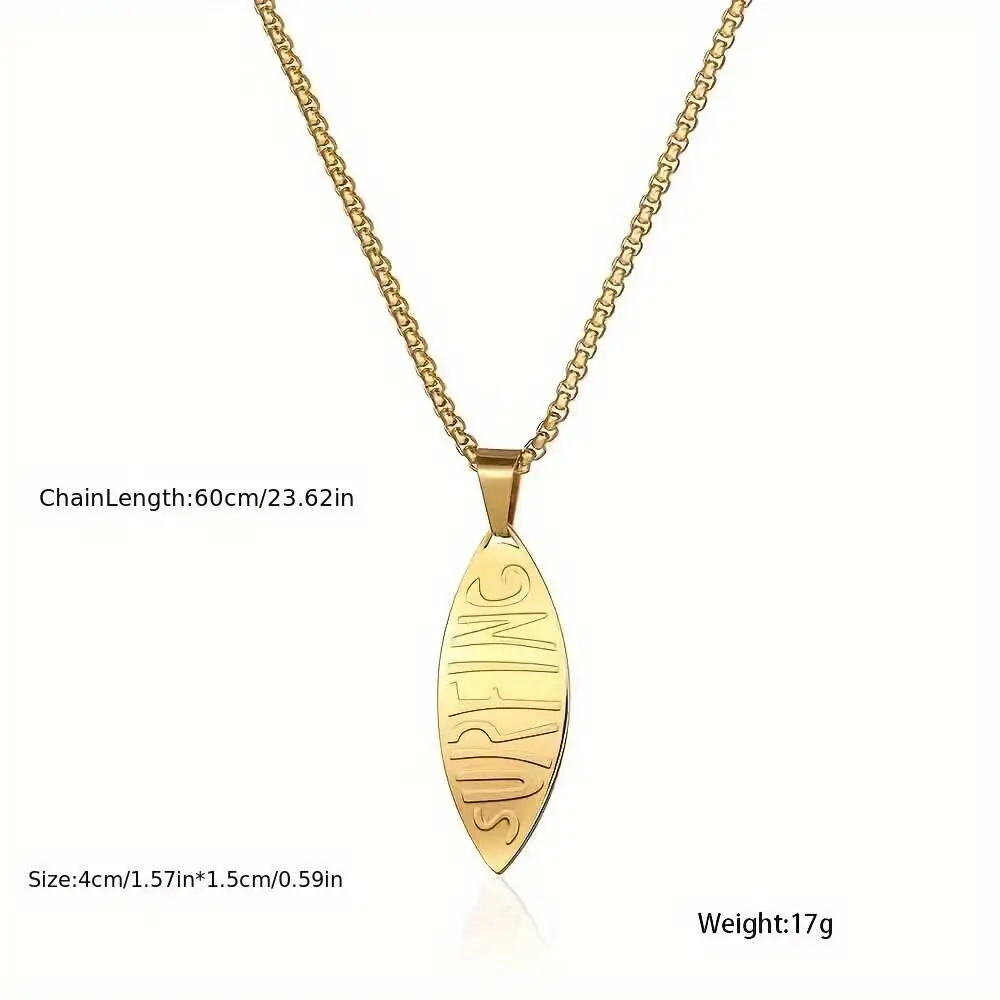 Stainless Steel Fashion Male Outdoor Surfboard Pendant Necklace Jewelry Ornaments Gift