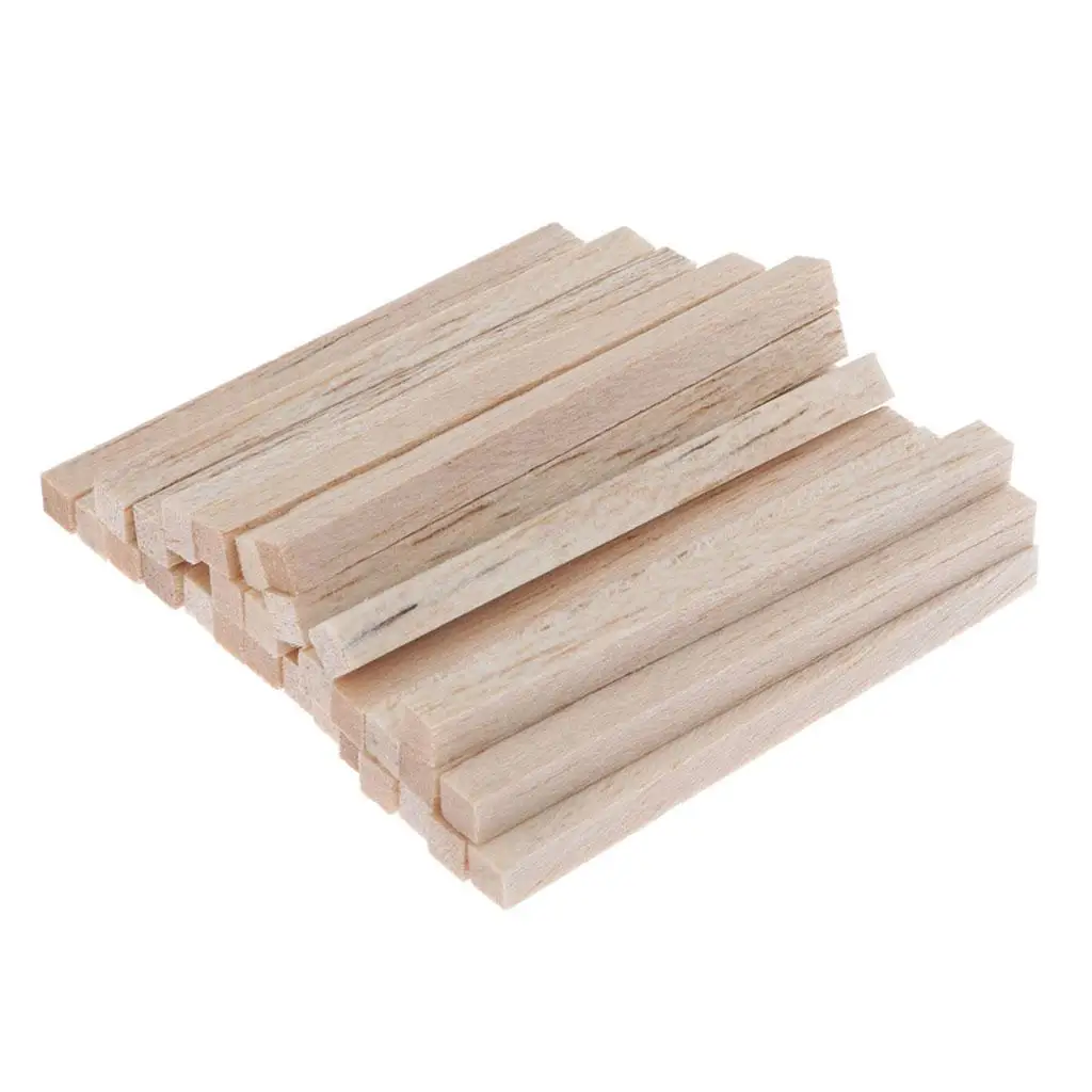 30pcs Unpainted Balsa wood quadrate Stick Modelling Craft Mini Dollhouse