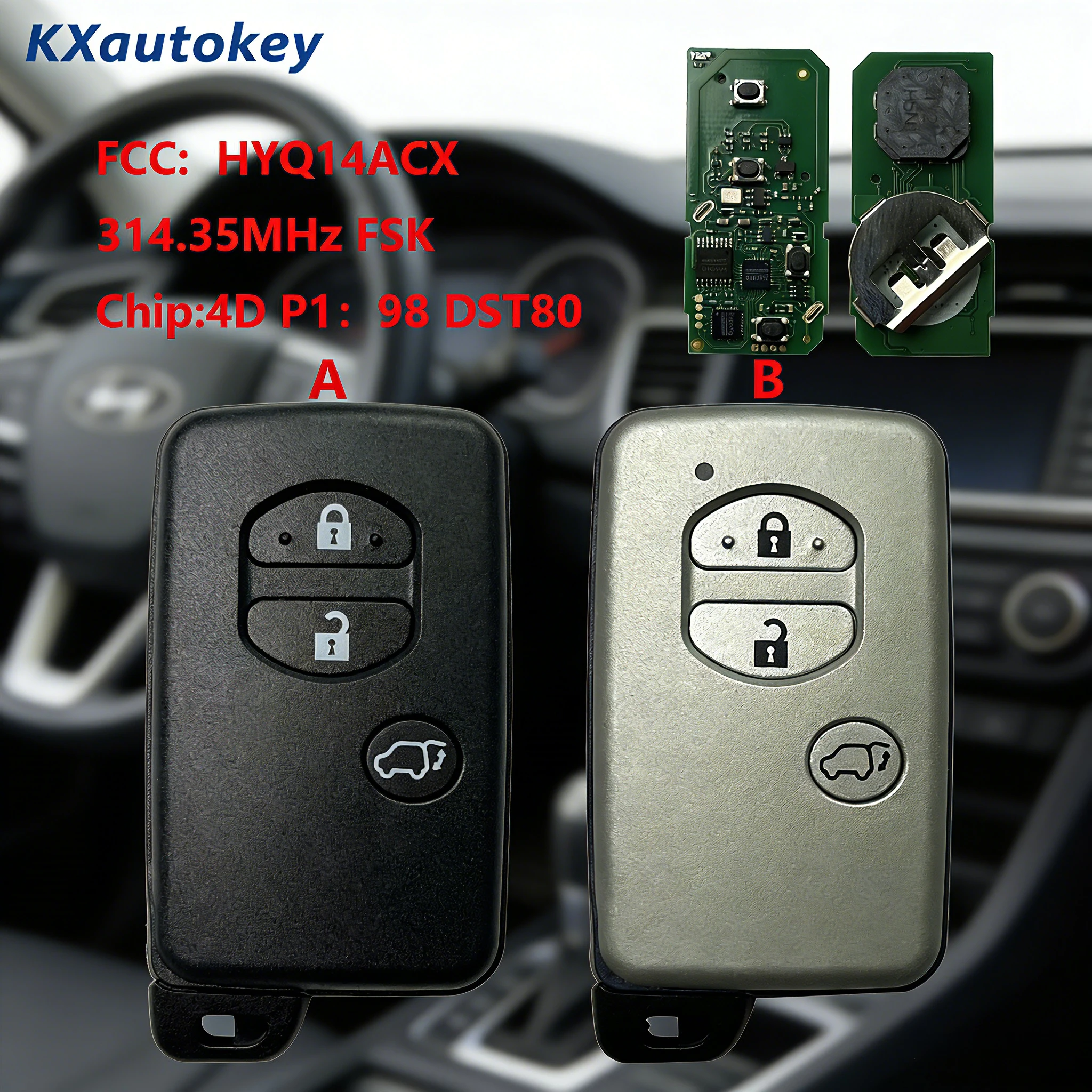 

KXK007056 Для Toyota Prado 2010-2017 FCCID-HYQ14ACX 4D P1 98 DST80-Chip 433 МГц Высокочастотный программируемый автомобильный ключ для Toyota
