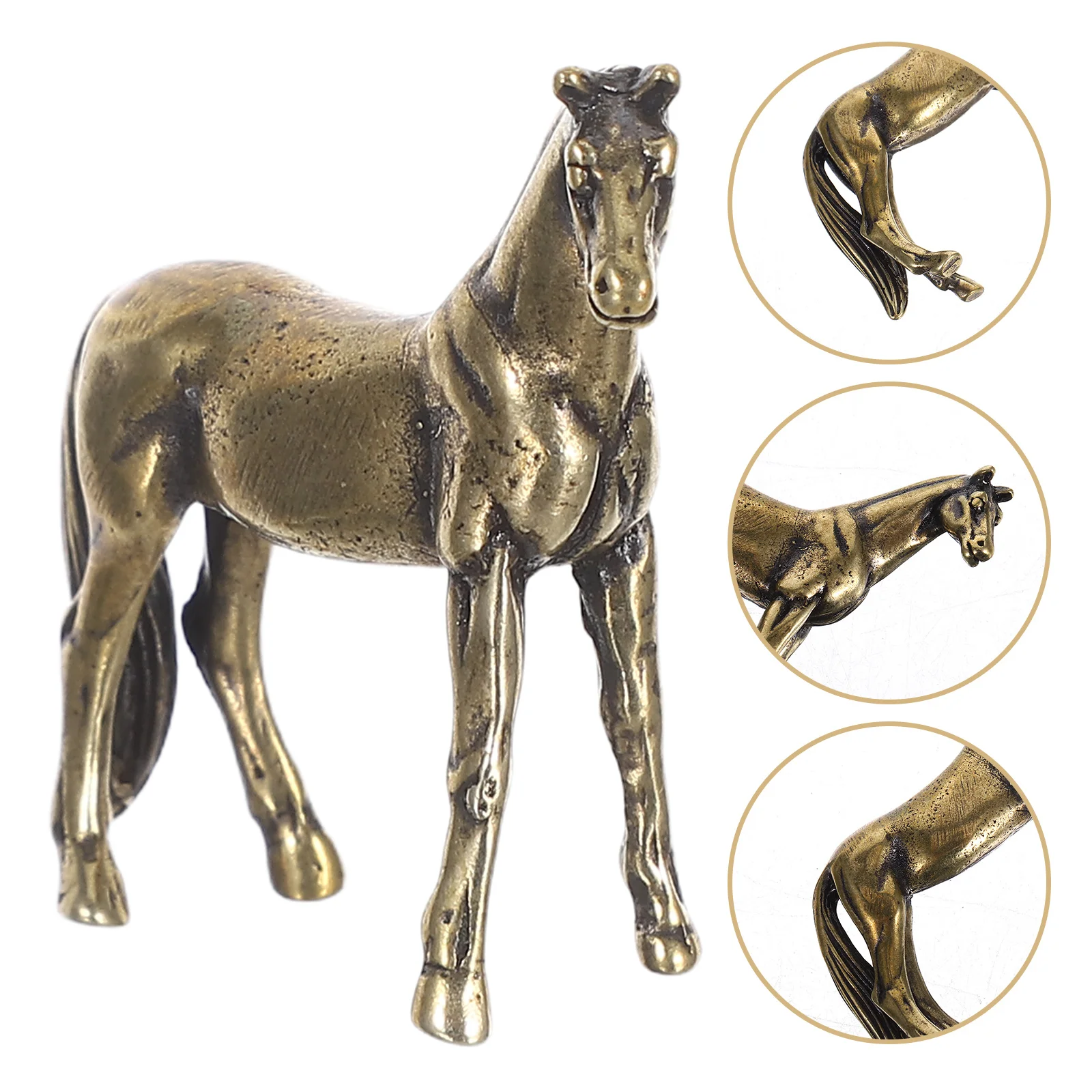 

Exquisite Brass Horse Sculpture Retro Style Tabletop Decor Home Office Tea House Desk Adornment Unique Design Timeless Elegance