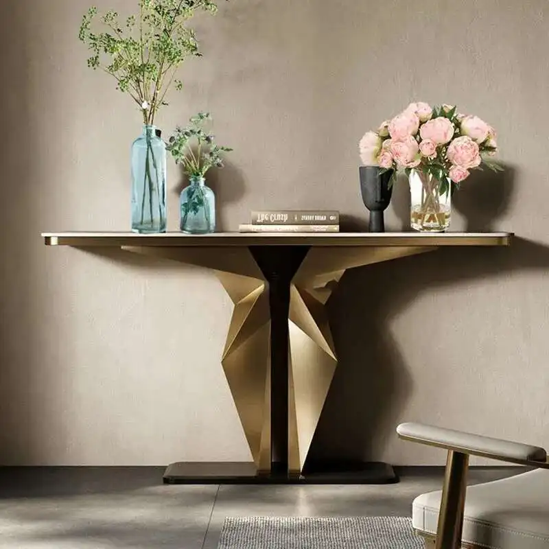 

Nordic Light Luxury Slate Console Tables Italian Living Room Furniture Home Corridor Wall Iron Porch Table Entrance Console Z