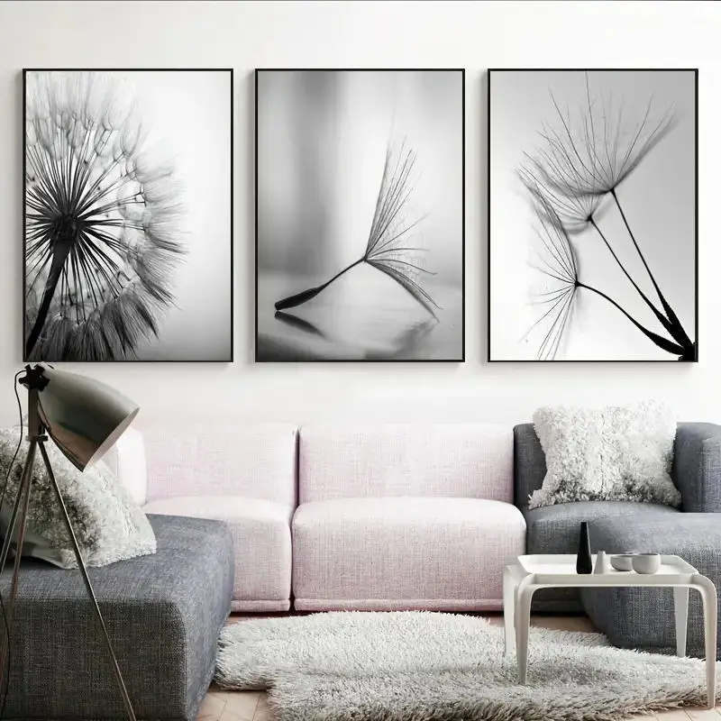 3Pcs/Set Minimalist Abstract Dandelion Plants Nordic Style Poster Canvas Wall Art Modern Living Room Home Decor Frameless