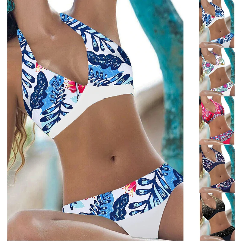 

2023 New Summer Women's Fashion Beach Swimwear Swimwear Women's Two Piece Swimwear Women's Printed Bikini Swimwear