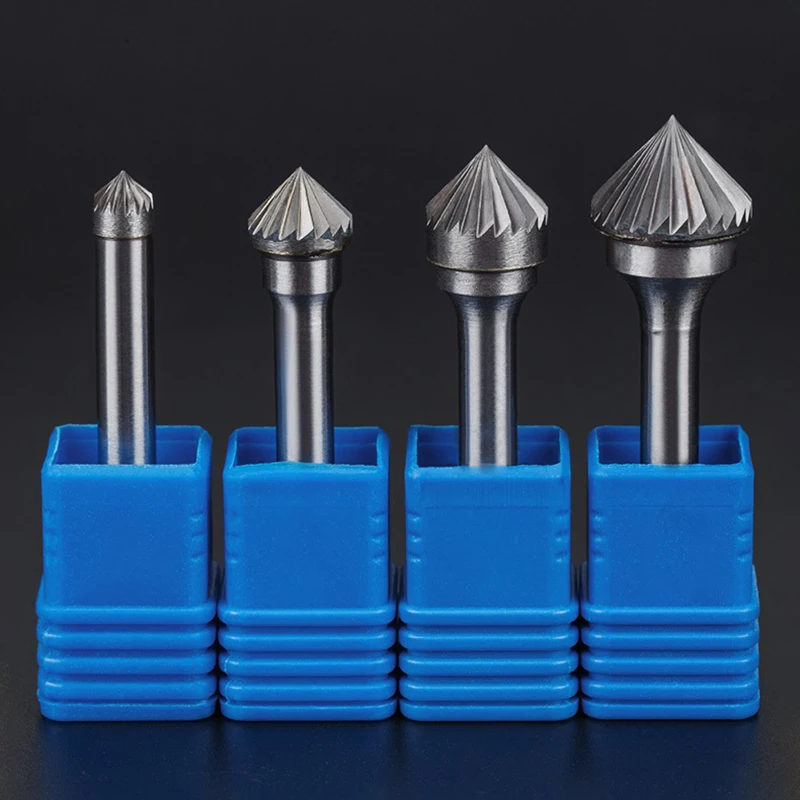 1 Pcs 90 Degree Carbide Rotary File Shank Diameter 6mm Tungsten Steel Alloy Milling Cutter Conical Metal Grinding Head K-Type