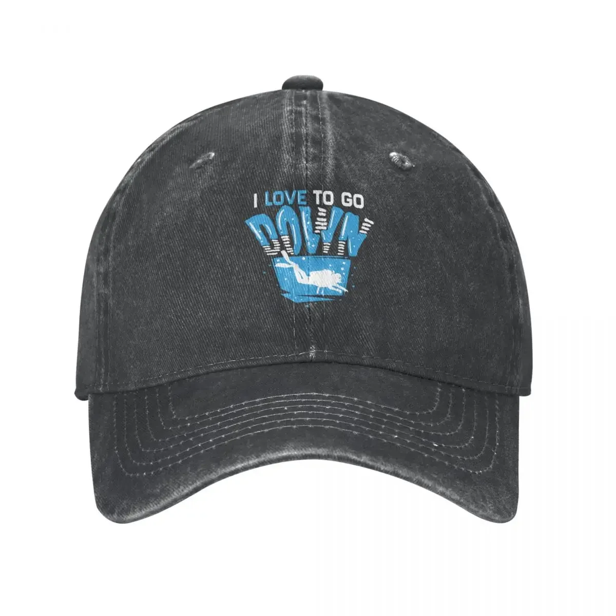 Scuba Dive Diving I Love To Go Down Baseball Caps Funny Denim Washed Snapback Hat Hip Hop Cap Original Hat for Men Women