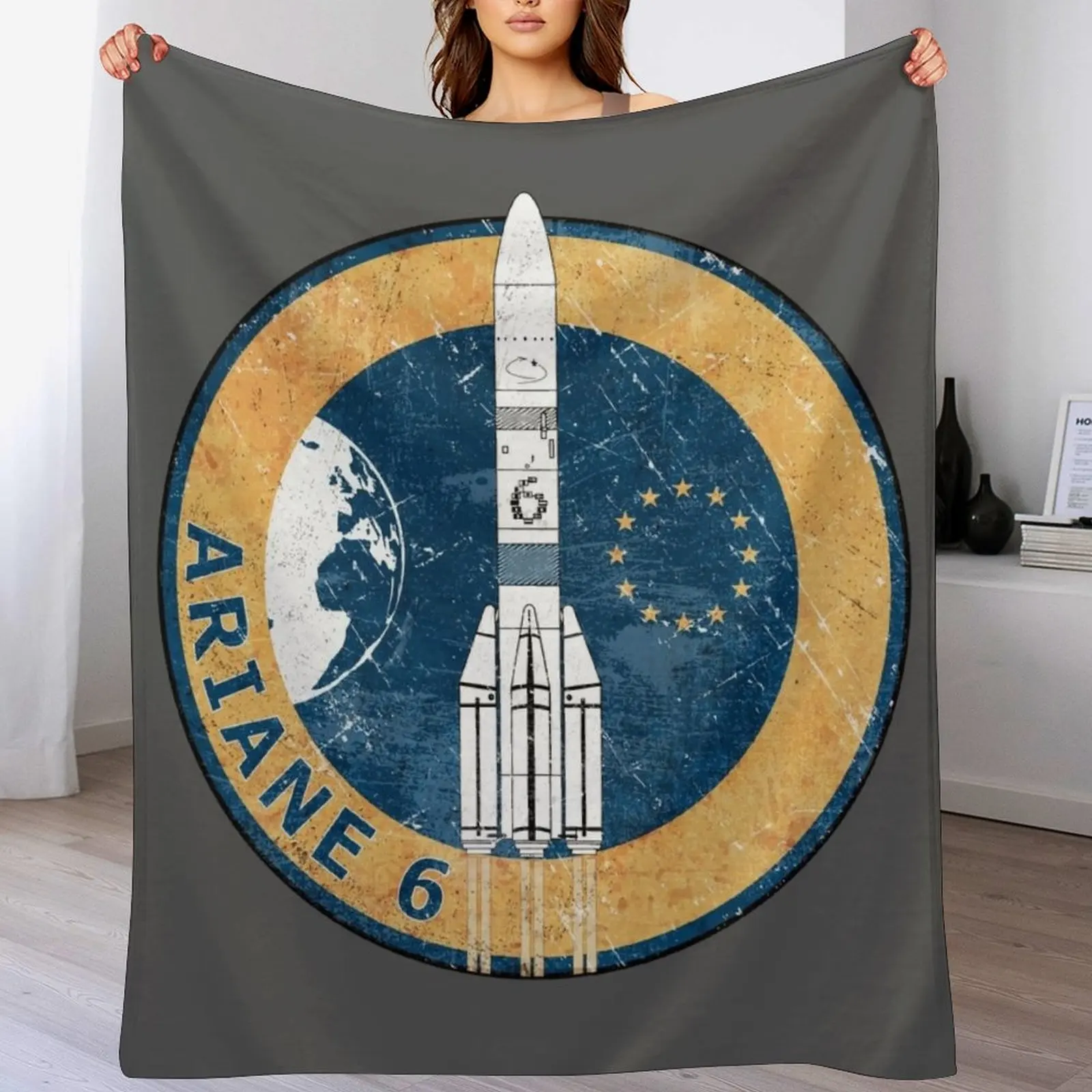 

Ariane 6 Badge Throw Blanket Luxury St warm winter For Decorative Sofa Thin Blankets
