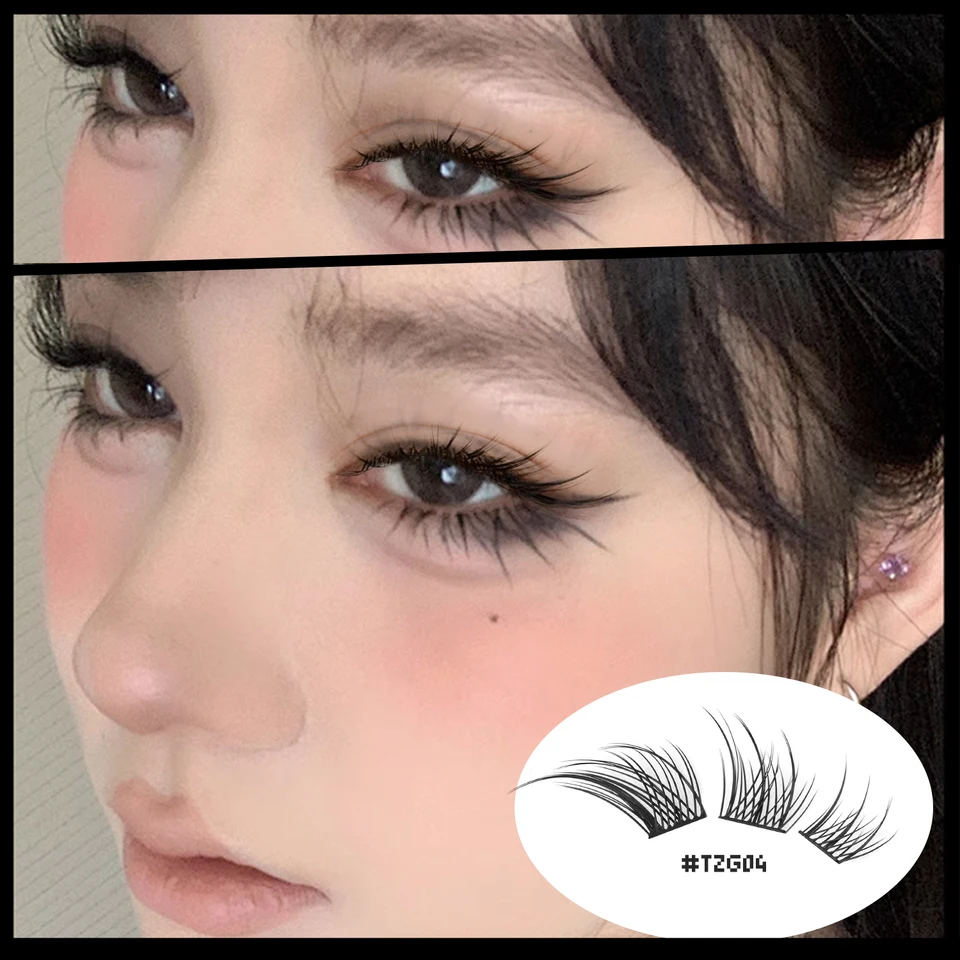 Racimos de pestañas GROINNEYA, ojo de gato, extremo alado, alargan el ojo, kit de racimos DIY en casa, extensiones 4