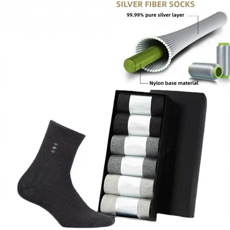 15% Pure Silver Infused Socks Anti-Odor & Anti-bacterial Moisture Wicking for Men Socks,6 Pairs