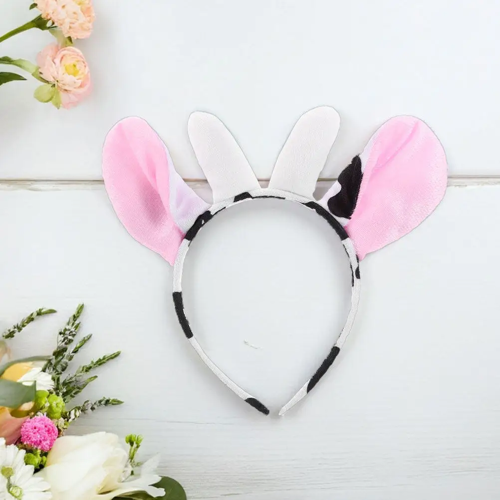 

2Pcs Cow Ears and Horns Headband Comfortable Flexible Animal Costume Accessory Halloween Party Cosplay Christmas Carnival