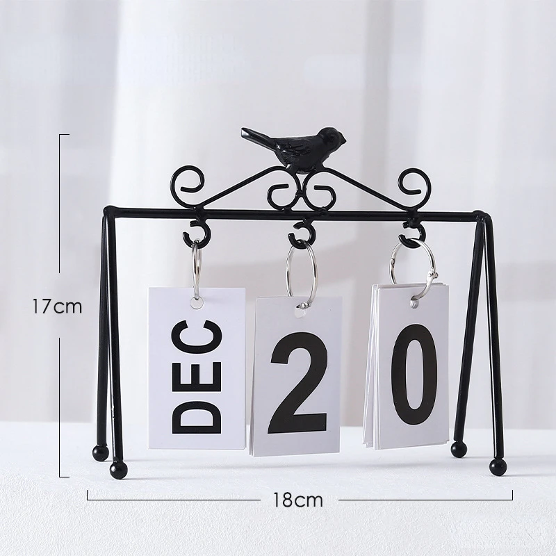 DIY Iron Bird Page Flip Calendar Decoration Crafts Creative Perpetual Calendar Home Decoration