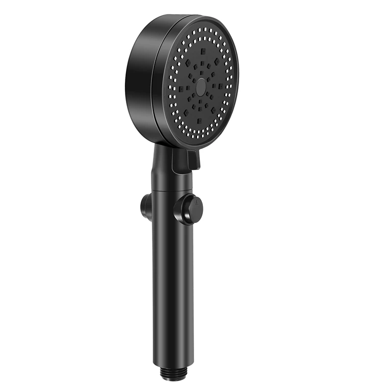 Five-Speed Multi-Function Large Water Spray Super Supercharged Shower Shower Head Black Silver Shower Head Single Head