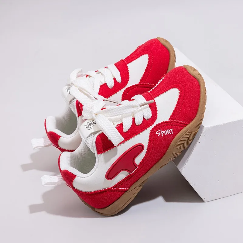 2026 New Children's Retro Color Matching Design Casual Sports Shoes Spring Summer Girls' Lace-up Design Non-slip Sports Shoes