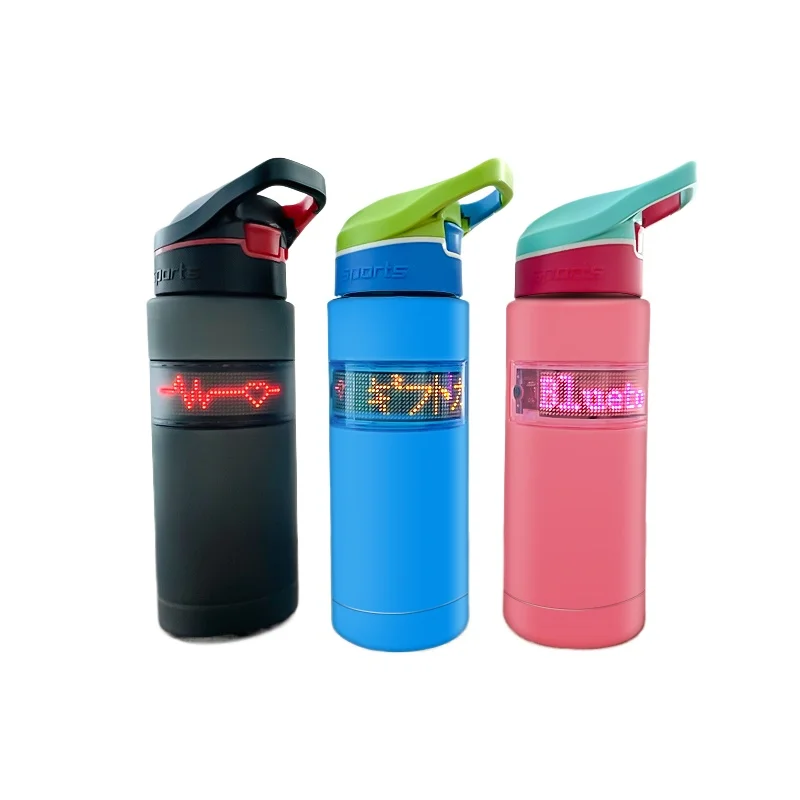 Water Bottle with LED Display Screen Colorful Promotion LED Water Cup for Advertising Messages Moving Sceen