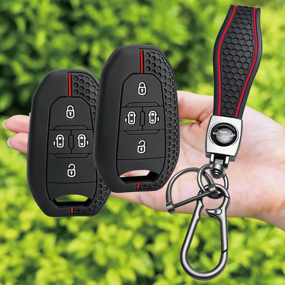 For Peugeot Expert Traveller For Citroen Spacetourer Jumpy Dispatch silicone car key fob cover with wrist strap and carabiner